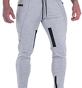 FIRSTGYM Mens Joggers Sweatpants Slim Fit Workout Training Thigh Mesh Gym Jogger Pants with Zipper Pockets