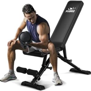 FLYBIRD Weight Bench, Adjustable Strength Training Bench for Full Body Workout with Fast Folding-New Version