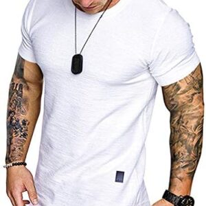 Fashion Mens T Shirt Muscle Gym Workout Athletic Shirt Cotton Tee Shirt Top