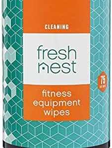 Fresh Nest Fitness Equipment Wipes, Fragrance Free Cleaner for Yoga Mats, Pilates Studios, Gyms, Peloton & Cycle Bikes and Spas, 75-Count