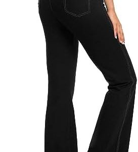 G4Free Yoga Pants with Pockets for Women Dress Flare Leggings 29" 31" 33" Bootcut Cross Waist Capri