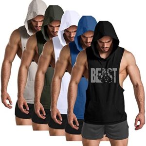 GYM REVOLUTION Men's Workout Sleeveless Shirts Muscle Hooded Tank Gym Fitness Quick Dry Sleeveless Hoodies