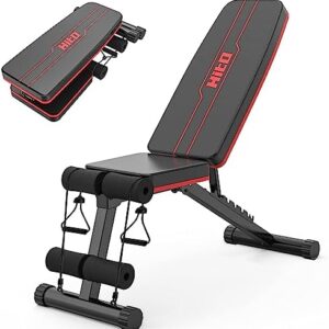 HITOSPORT Weight Bench, Adjustable Weight Bench, Strength Training Benches For Full Body Workout & Home Gym with Resistance Bands