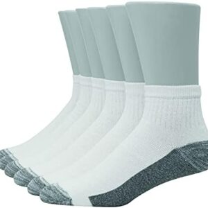 Hanes Ultimate mens Socks, 6-pair Hanes 6 Pack Ultra Cushion FreshIQ Odor Control with Wicking Ankle Socks White, White, One Size US