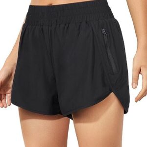 Holipick 3'' High Waisted Running Shorts Mesh Liner Quick Dry Athletic Gym Track Workout Shorts Lightweight with Zip Pocket