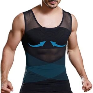 ISUP Mens Compression Shirt Slimming Undershirt Shapewear Body Shaper Chest Compression Tummy Control Tank Top