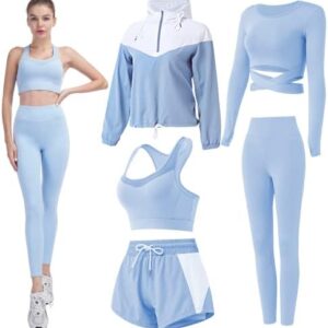 Inmarces Workout Sets for Women 5 PCS Yoga Outfits Activewear Tracksuit Sets