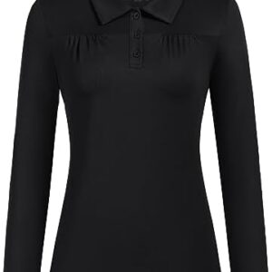 JACK SMITH Womens Golf Shirt Long Sleeve Polo Shirts Quick Dry Pleated UPF 50+ Button Casual Tennis Athletic Tops S-2XL