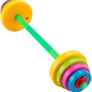 Kids Barbell Weight Set - Adjustable Workout Toy Equipment for Children Pretend Play Exercise - Toddler Beginner Gym, Fitness, Weightlifting and Powerlifting (32 inches)