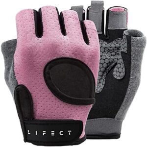 LIFECT Essential Breathable Workout Gloves, Weight Lifting Fingerless Gym Exercise Gloves with Curved Open Back, for Powerlifting, Women and Men