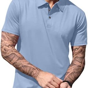 Lexiart Mens Fashion Polo Shirts Short Sleeve Golf Shirt Button Cotton Tennis Shirts with Collared