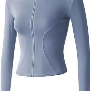 Locachy Women's Lightweight Stretchy Workout Full Zip Running Track Jacket with Thumb Holes