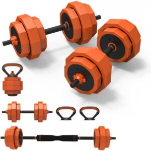 Lusper Adjustable Weight Dumbbell Set, 44LB/55LB/66LB Free Weights with 4 Modes, Used as Barbell, Kettlebell with Star Collars,Weight Set for Home Gym, Fitness Exercise Equipment for Men and Women