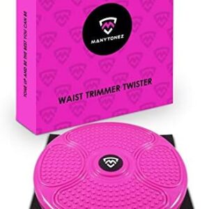 MANYTONEZ Ab Stomach Waist Trainer Twist Board Machine - Large 14 inch Abdominal Exercise Equipment Disc with Workout Floor Mat - for Slimming and Strengthening Abs Core at Home, Office