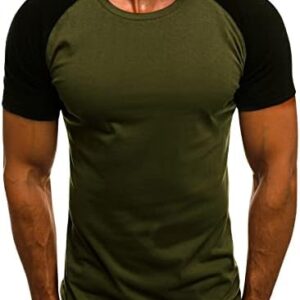 Men's Camouflage T-Shirt Sports Fitness Short Sleeve Military Camo Crewneck Vintage Shirt Trendy Color Block Tee Tops