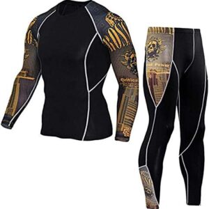 Men's Gym Running Fitness Kit Compression Pants Shirt Top Long Sleeve Jacket Set 2 PCS - Workout Outfit Set