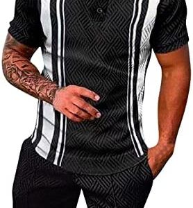 Men's Short Sets Polo Shirt Fashion Summer 2 Piece Outfits Tracksuits Casual Set Short Sleeve and Shorts Set for Men