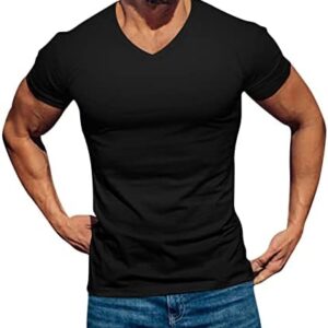 Men's V Neck Gym Shirt, Workout Muscle Tees Quick Dry Athletic Shirts Plain Sports Tops Running Fitness T-Shirt