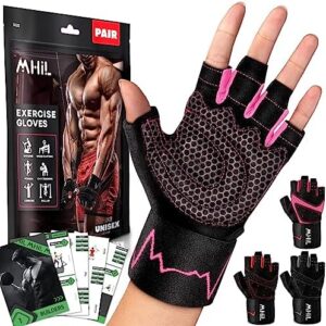 MhIL Workout Gloves for Mens & Womens - Weight Lifting Gloves, Gym Gloves for Men - Exercise Gloves, Training Gloves with Wrist Wraps Support for Weightlifting, Work Out, Pull up- Full Palm Protection