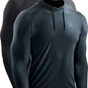 NELEUS Men's Dry Fit Athletic Workout Running Shirts Long Sleeve with Hoods