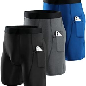 Niksa Compression Shorts Men 3 Pack, Compression Underwear for Men Athletic Shorts, Running Workout Fitness Shorts