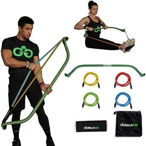 Original Gorilla Bow Portable Home Gym Resistance Bands and Bar System for Travel, Fitness, Weightlifting and Exercise Kit, Full Body Workout Equipment Set