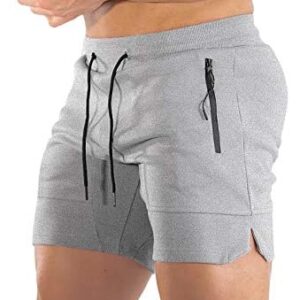 PIDOGYM Men's 5" Gym Workout Shorts,Fitted Jogging Short Pants for Bodybuilding Running Training with Zipper Pockets