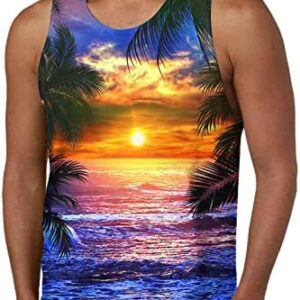 Palm Tree Men's Tanks Tops All Over Print 3D Novelty T-Shirts Sport Fitness Gym Tee Shirt Casual Sleeveless Beach Shirts