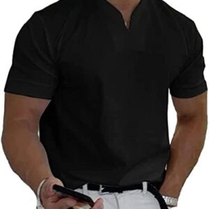 Qauxbul Men Gentlemans Business Short Sleeve Fitness T Shirt, Mens Business Shirts Short Sleeve Cotton Casual Shirts