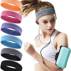 QiShang Workout sweatbands for Women Head,Sport Hair Bands for Women's Hair Non Slip,Moisture Wicking Headband for Running