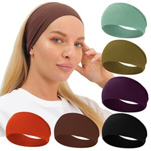 RITOPER Head Bands for Women's Hair, Extra Soft Workout Wide Thick Headbands for Women Non Slip, Yoga Black Headband Sweat Band Hair Bands for Women's Hair, 6 Pack Solid Womens Headbands.