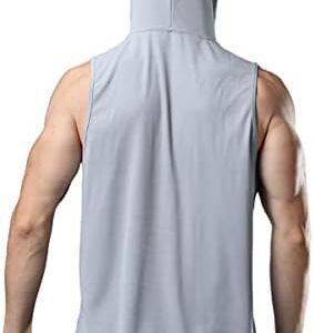 ROGUDUA Men's Hooded Tank Top Quick Dry Muscle Gym Shirts Workout Sleeveless Hoodie