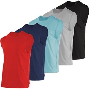 Real Essentials 3 & 5 Pack: Men's Dry-Fit Active Athletic Tech Tank Top - Regular and Big & Tall Sizes (S-5XLT)