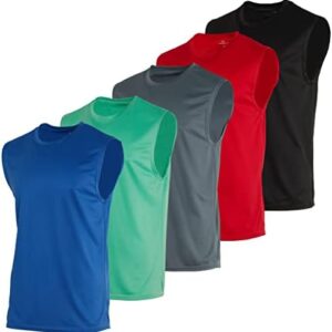 Real Essentials 5 Pack: Men's Mesh Active Athletic Tech Tank Top - Workout & Training Activewear (Available in Big & Tall)