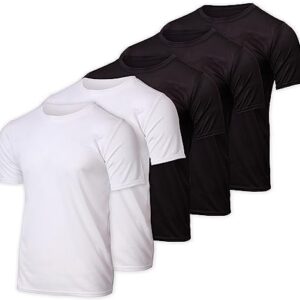 Real Essentials 5 Pack: Men's Mesh Quick Dry Short Sleeve V-Neck T-Shirt - Athletic Performance (Available in Big & Tall)