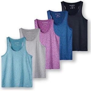 Real Essentials 5-Pack Women's Racerback Tank Top Dry-Fit Athletic Performance Yoga Activewear (Available in Plus Size)