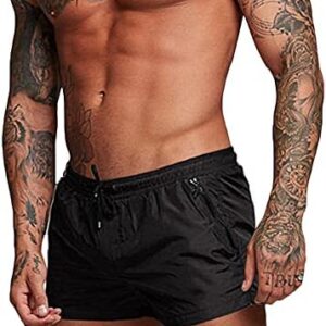 Rexcyril Men's Athletic Gym Workout Shorts 3 Inch Quick Dry Running Bodybuilding Short Shorts with Liner and Zipper Pockets