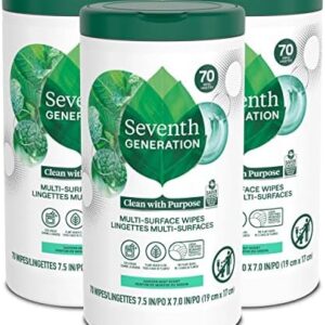 Seventh Generation Multi-Surface Wipes, Garden Mint scent, 70 Wipes, Pack of 3 (Packaging May Vary)