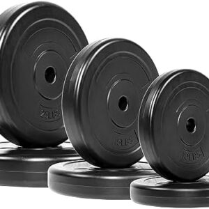 Signature Fitness 100-Pound Standard Weight Plate Set Including 2x 10LB, 2x 15LB and 2x 25LB Plates, With or Without Barbell