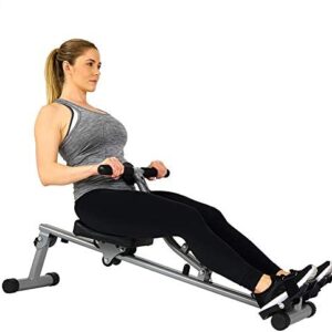 Sunny Health & Fitness SF-RW1205 Rowing Machine Rower with 12 Level Adjustable Resistance, Digital Monitor and 220 LB Max Weight, Standard, Grey/black