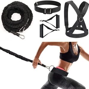 Sunsign Resistance Running Training Bungee Band, Bungee Resistance Cord Set, Long Resistance Band, Lateral Movement Sprint Overspeed Training Fitness for Fast