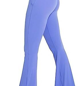 Sunzel Flare Leggings for Women with Pockets, Crossover Yoga Pants with Tummy Control, High Waisted and Wide Leg