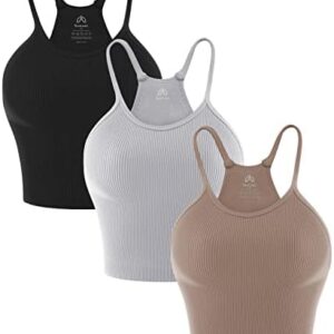 Sunzel Free to Be Tank, Crop Ribbed Tank Tops Seamless Racerback Camisoles No pad Camis Cropped Workout Gym Yoga