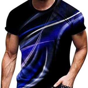 T Shirts for Men Casual Shorts Sleeves Round Neck Pullover 3D Digital Printing Sports Fitness Blouse Plus Size Tops