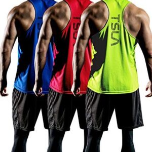 TSLA 3 Pack Men's Dry Fit Y-Back Muscle Workout Tank Tops, Athletic Training Gym Tank Top, Sleeveless Bodybuilding Shirts