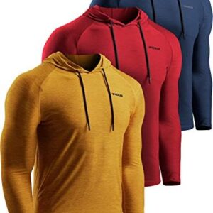 TSLA 3 Pack Men's Long Sleeve Pullover, Dry Fit Running Workout Shirts, Athletic Fitness & Gym Shirt