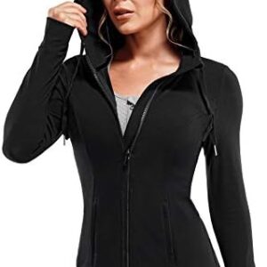 TrainingGirl Women Full Zip Workout Sports Jackets Slim Fit Long Sleeve Yoga Track Hoodie Thumb Hole Athletic Running Jackets