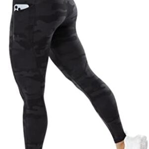 UNISSU High Waisted Compression Leggings with Pockets for Women Workout Tummy Control Athletic Gym Yoga Pants - 25 Inches