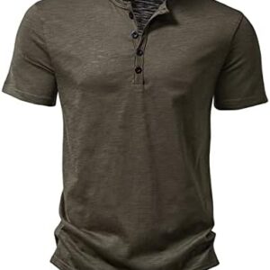 VALSEEL Mens Button V Neck T Shirts Casual Short Sleeve Summer Tee Slim Fitted Workout Shirt Basic Plain T-Shirt Fitness Tees