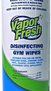 Vapor Fresh Disinfecting Gym Wipes, Plant Based Disinfectant for Yoga Mats, Spin Bikes and Fitness Equipment, Safe On All Surfaces (1 Canister, 50 Wipes)